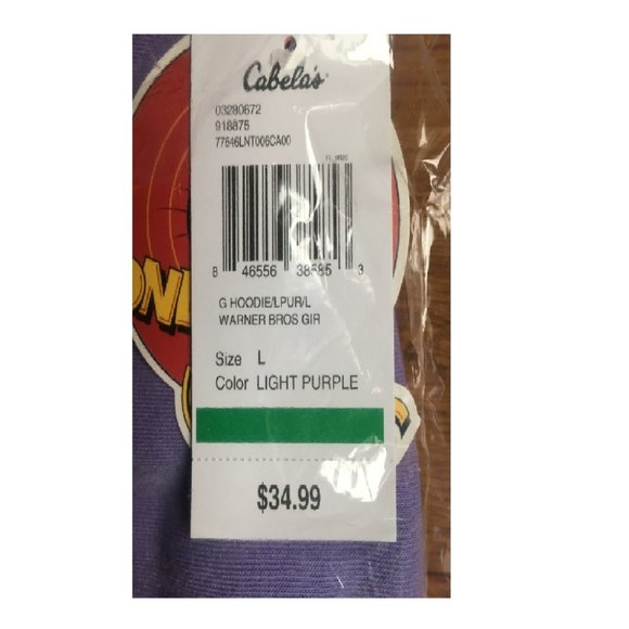 Cabela's Girls Hoodie Tweety Bird Bait & Tackle Warner Bros Purple MSRP $34.99 - Picture 8 of 8